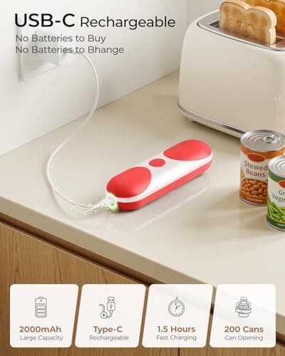 Electric Can Opener, One-Touch Automatic Can Opener, USB Rechargeable Electric Can Opener for Seniors with Arthritis- Cordless Battery Powered, Side Cut, Smooth Edge, Handsfree, for Any Size Cans - Thumbnail 3