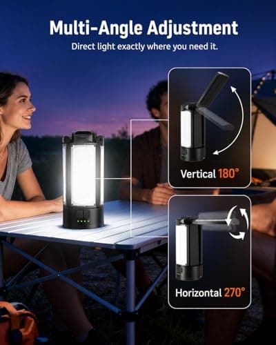 CORESLUX Rechargeable Camping Lights with Stand, 6000K Portable Work Light, 4 LED Lamp Heads Magnetic Flashlight with Detachable Tripod Camping Essentials for Outdoor Work, Garage, Camping, Fishing - Thumbnail 5