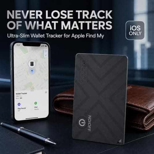 Wallet Tracker Card Apple Find My (iOS Only), Rechargeable Air Tracker Tag, Waterproof Item Finder for Wallet, Bags, Passport, Custom Charger Included, 0.07inch, Men's Gifts - Thumbnail 2