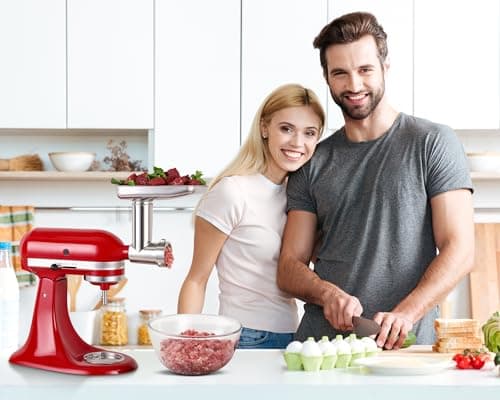 Stainless Steel Food Grinder Attachment for KitchenAid Mixers, Heavy-Duty Metal Meat Grinder with 3 Sausage Stuffers & Grinding Plates, Dishwasher Safe Accessories by Rafbar - Thumbnail 6