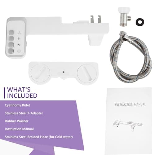 Bidet Attachment for Toilet，Non-Electric Dual Nozzle Hygienic Bidets，Self Cleaning and Adjustable Water Pressure Toilet Bidet for Frontal and Rear Wash（Classic Metal Hose） - Thumbnail 6