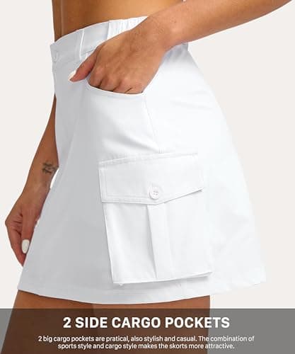 G Gradual Women's Skort 5 Pockets Cargo Skirt Golf Skirts Skorts for Women Casual Summer Hiking, White, XX-Large - Thumbnail 3