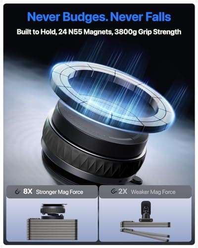 Intoval Vacuum Magnetic Phone Holder for Car, 360 Suction Cup Phone Mount with Snaplock Tech, Adjustable Magnet Stand for Your Car - Fit for Magsafe iPhone, Come with 2 Mag Rings, Flat Nano Sticker - Thumbnail 3