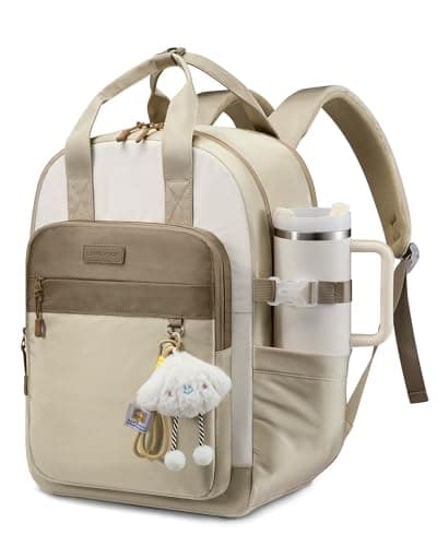 LOVEVOOK School Backpacks for Teen Girls Fits 15.6" Laptop, Lightweight Middle High School Bookbag with Large Bottle Holder for Kids, 30L Cute College Backpacks for Students Back to Schools,Khaki