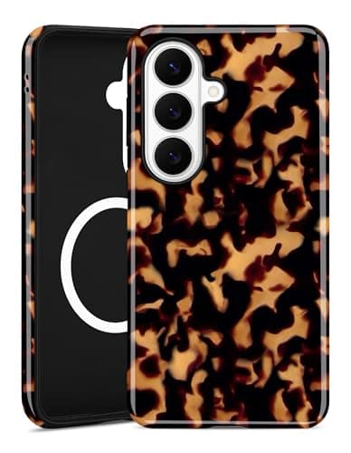 Aitipy Magnetic Tortoise Shell Case for Samsung Galaxy S25 Edge, Compatible with MagSafe, Cute Brown Aesthetic Leopard Print Soft TPU and Hard PC Shockproof Protective Phone Cover for Women Girls - Image 1