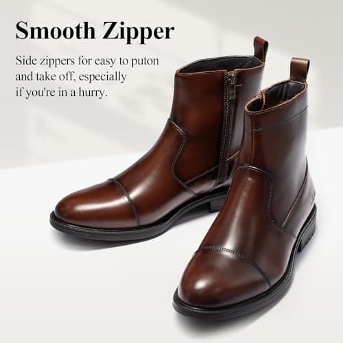 Arkbird Mens Dress Boots, Genuine Leather Classic Casual Ankel Boots with Side Zipper - Thumbnail 4