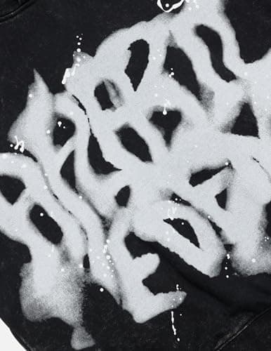 Aelfric Eden Graphic Hoodies Abstract Print Washed Hoodie Long Sleeve Acid Washed Hooded Sweatshirts Trendy Y2k Tops Black - Thumbnail 3