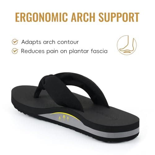 Evshine Women's Flip Flops with Moderate Arch Support, Summer Comfortable Yoga Mat Thong Sandals for Beach, Pool, Travel, Black 42 - Thumbnail 4