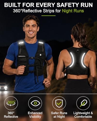 Running Vest with Touchscreen Phone Holder, 500ml/17oz Water Bottle Vest, Reflective Hydration Vest, 6 Pockets Zip Runners Vest – Lightweight, Adjustable, Breathable, Unisex - Thumbnail 4