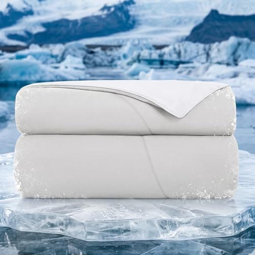 Topcee Cooling Comforter 60"x90"-Cooling Blanket Everlasting Cold Touch for Hot Sleepers-Q-max 0.35 Double-Sided Lightweight Design Summer Ice Blanket for Night Sweats-Grey Twin
