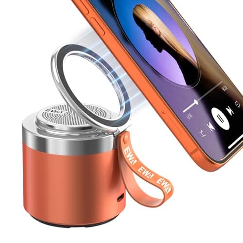 EWA Wireless Bluetooth Speaker with Secure Magnetic Phone Stand, HD Surround Sound & Anti-Slip Base | Hands-Free Magnetic Holder for Desk, Kitchen, Home Workout - Gift Ideal for Men Women (Orange) - Image 1
