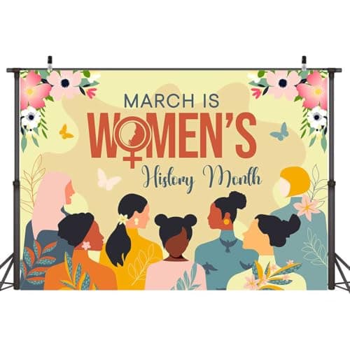 Wollmix Womens History Month Decorations Banner Backdrop 7x5ft, Female Holiday Party Supplies for Photography, Women's Rights Celebration Photo Booth Studio Props for Events - Thumbnail 2