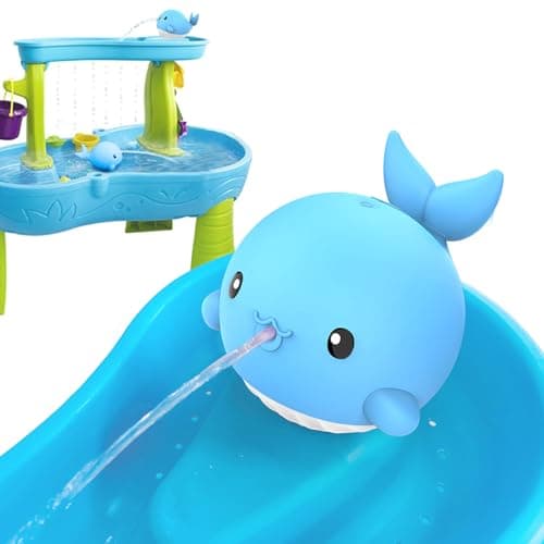 Rechargeable Water Table Pump, Upgraded 3W Cute Whale Water Pump with 3-5H Non-Stop Fun & 2 Adjustable Speeds, Portable Home/Outdoor Water Table Toys,Water Table Accessories for Toddlers Kids,Blue