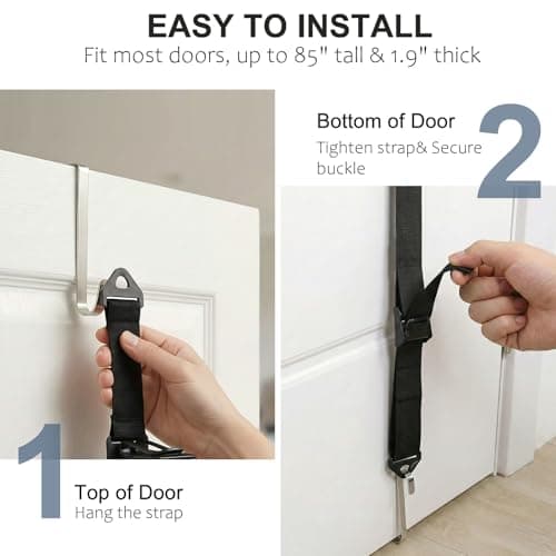 AXU Hat Rack for Door, Hat Organizer for Baseball Caps, Over the Door Hat Storage Organizer - Holds 20-40 Caps | Black, 2 Straps - Thumbnail 5