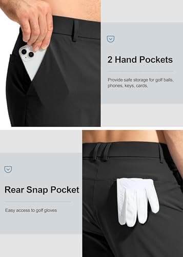 Pudolla Men's Golf Pants Stretch Work Pants for Men Dress Comfy Pants 34 Lightweight Quick Dry Casual Trousers(Black 30Wx34L) - Thumbnail 5