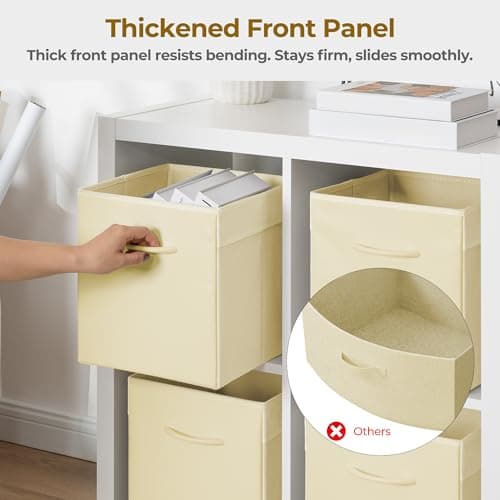 StorageWorks Beige Storage Cubes, 11 Inch Cube Storage Bins with Handle, Cube Storage Organizer Bins for Shelves and Closet, Collapsible Storage Bins, 4-Pack - Thumbnail 3