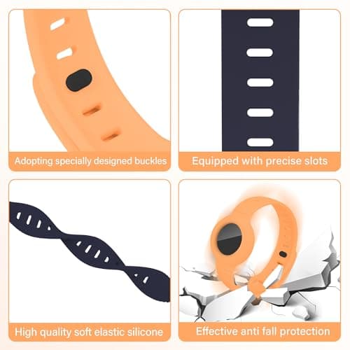 Airtag Bracelet for Kids Adjustable Airtag Watch-Style Wristband, Waterproof Silicone Airtag Holder, Compatible with Apple Airtag, 2-Pack / 8-Pack air tag Bracelet (Blue/Papaya 2 piece) - Thumbnail 4