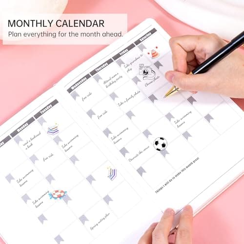 CAGIE Undated Planner Weekly and Monthly with Inner Pocket Leather journal with Goal & Habit Tracker Organizer, Hardcover Weekly Monthly Planner for Work School Home, 5.7" x 8.3", Pink - Thumbnail 6