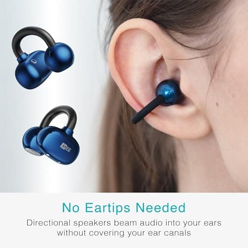 MEE audio Pebbles Air Open Ear True Wireless Earbuds - Bluetooth 5.3 Lightweight Earclip Headphones with Headset Microphone & Call Noise Reduction for Gym/Workouts/Sports and Gaming (Sapphire/Blue) - Thumbnail 3