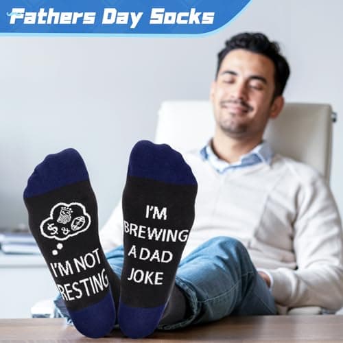 Dalycro Fathers Day Socks Gifts for Dad Husband Grandpa Men Novelty Socks for Dad Perfect for Birthday and Fathers Day (US, Alpha, One Size, Regular, Regular, BlueBlack) - Thumbnail 4