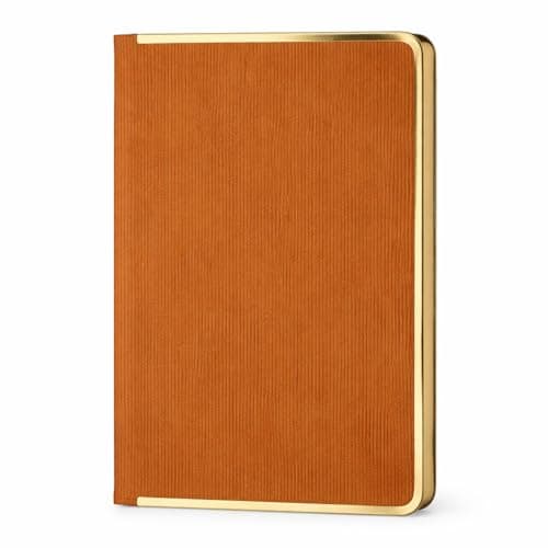 bibiage Lined Journal Notebook for Women with Gold Edges, A5 Vegan Leather Hardcover Journal, 288 Pages Thick Paper, Aesthetic Writing Notebook, Gift for Women, Brown