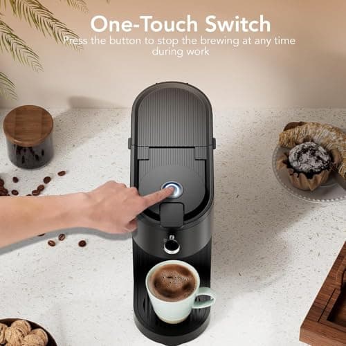 COWSAR Single Serve Coffee Maker, 2 in 1 Coffee Brewer for K-CUP Pod & Ground Coffee, 6-14 Oz Adjustable Brew Sizes, 14Oz Water Reservoir, Self-cleaning Compact Coffee Machine for Home Office Travel - Thumbnail 3