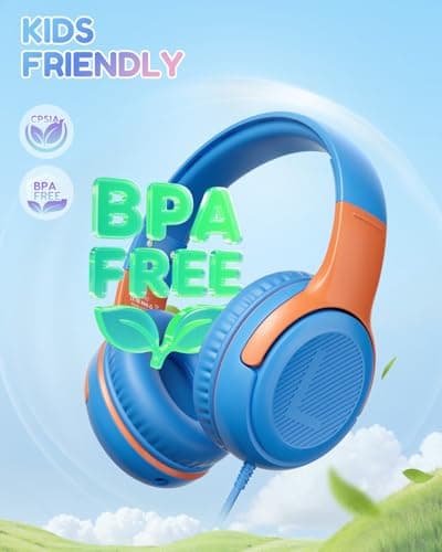 awatrue USB-C Kids Headphones with Mic - 85/94dB Volume Limiter, Foldable Wired Toddler Headphones for Boys & Girls, Over-Ear Type-C Kid Headphones for School, Travel, lPad, Tablet & Smartphones - Thumbnail 4