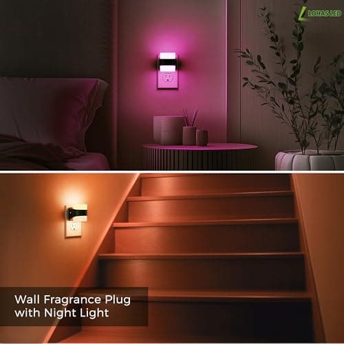L LOHAS LED Colored Night Lights Plug into Wall, 3 Brightness Level, 1W Low Power Nightlight with Auto On/Off Sensor, Ideal for Living Room, Bathroom, Bedroom, Kids Room, 2 Pack - Thumbnail 6