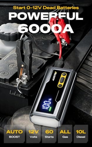 AUXITO 6000A Jump Starter, 12V Car Battery Jump Starter, Up to All Gas & 12L Diesel Engine with LED Display, Portable Jump Box with 3 Modes Flashlight and Jumper Cable, Storage Case - Thumbnail 2