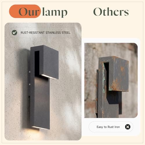 VZVI 15'' Outdoor Wall Lights, 1 Pack Outdoor Sconce Light, Anti Rust Front Porch Lights, Modern Wall Sconces Waterproof, 3000K LED Outside Patio Sconce, Exterior Lighting Fixtures for Garage Backyard - Thumbnail 4
