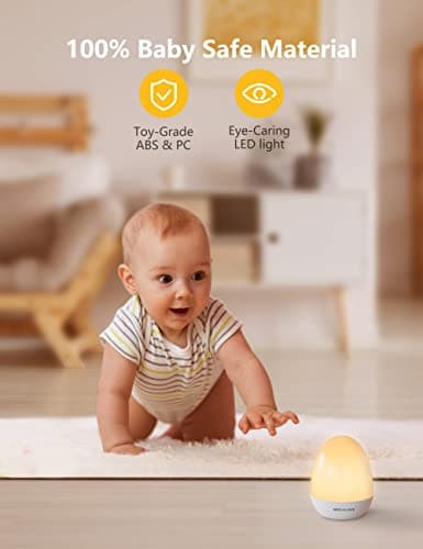 MediAcous Night Lights for Kids Room, Egg Light for Nursery with Stable Charging Pad, Dimmable Baby Night Light with 1H Timer & Touch Control, ABS+PC LED Egg Night Light for Breastfeeding, Up to 200H - Thumbnail 2