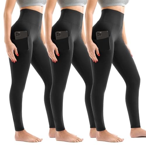 Walifrey Leggings with Pockets for Women 3 Pack, High Waist Womens Leggings (Black LXL) - Image 1