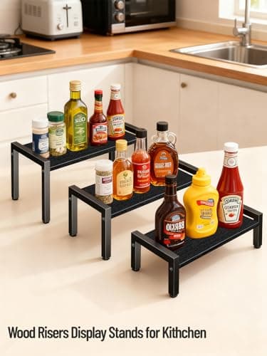 LAIDUOLEOE Wood Risers Display Stands, 3 Tier Stepped Display Shelf for Perfume Collectibles, Buffet Risers Tiered Tray Stand & Serving Tray for Food Desserts Vendor Events Party Decor - Thumbnail 6