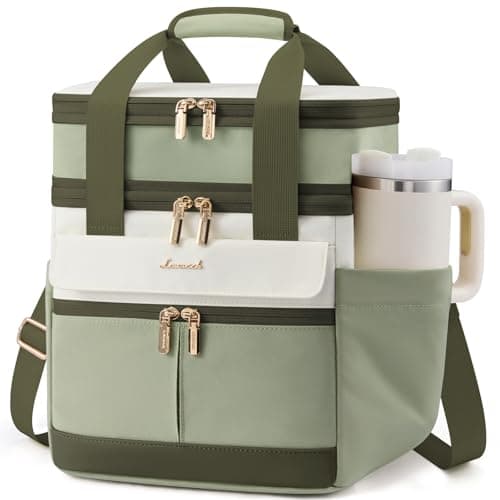 LOVEVOOK Insulated Lunch Bag Women Men,Expandable Double Deck Lunch Box for Women With Large Cup Holder,Leakproof Cooler Bag For Adult Lunch Tote Bag Work Picnic Beach with Adjustable Shoulder Strap - Image 1