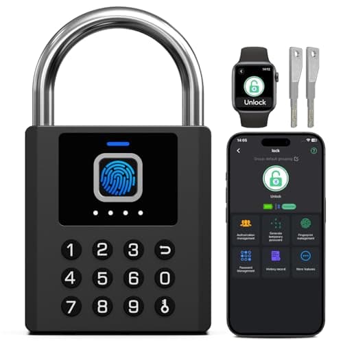 Keylesslife Smart Fingerprint Padlock with Code,Heavy Duty Combination Lock with Key,Bluetooth APP Control Gym Locker Lock Weatherproof Padlock for Shed Gate Fence Truck School Locker - Image 1