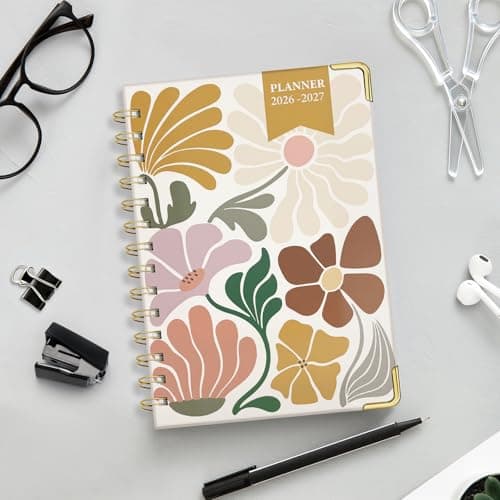 Daily Planner 2026-2027, 18 Month Planner with Tabs, January 2026 - June 2027 Weekly and Monthly Academic Year Calendar Spiral Time Management, 100GSM Thick Paper, Twin-Wire Binding, A5 Size, Yellow - Thumbnail 2