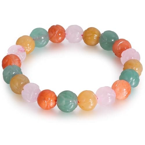 Handmade Natural Jade Beaded Bracelet for Women & Men – Genuine Green/White Jade Gemstone Stretch Bracelet – Lucky Energy Healing Jewelry Gift for Peace, Prosperity & Protection ST-05 - Image 1