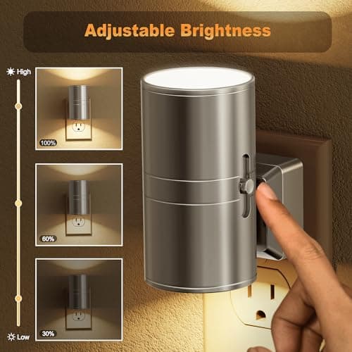 JandCase Night Light, LED Night Lights Plug into Wall, 2 Pack Automatic Nightlight with Light Sensor, 3000K Soft White 0-100LM Dimmable Modern Nightlight for Kids Bedroom Hallway - Thumbnail 2