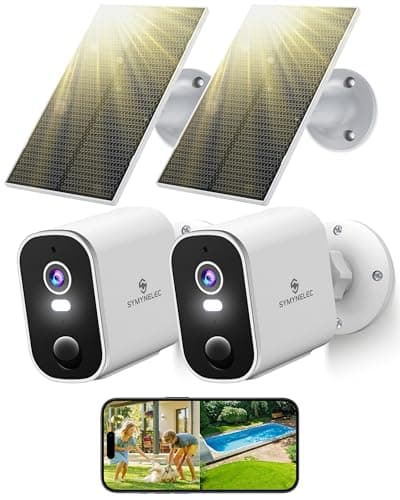 SYMYNELEC 2K Solar Security Cameras Wireless Outdoor, 2-Pack - Image 1