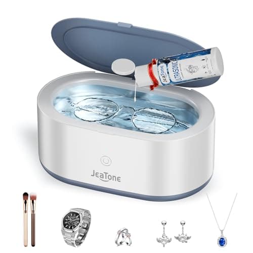 JeaTone Ultrasonic Jewelry Cleaner, 46KHz Sonic Jewelry Cleaner Machine for All Jewelry, Eyeglasses, Retainers, Dentures, Rings, Watches, Earrings & More, 304 Stainless Steel 20oz Cleaning Pod (Grey) - Image 1