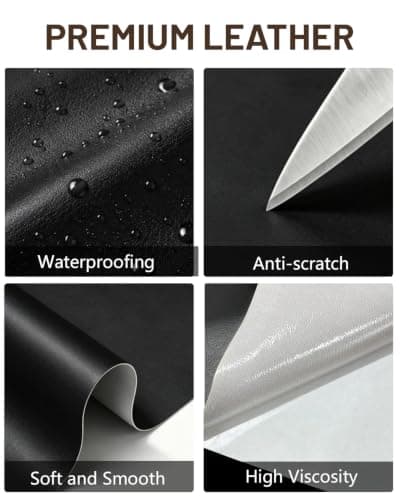 BOUYEER Leather Repair Patch Tape Kit,Self Adhesive Leather Repair for Sofa，Car Seat,Office Chair,Furniture,Jacket,Waterproof Strong Adhesive Vinyl Repair Kit. 23 in x 79 in,Fine Grained Black - Thumbnail 5