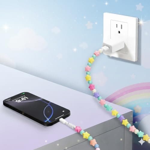 ComfyBay 3.3FT USB C to USB C Charging Cable, 60W Acrylic Stars Beaded Charger Cord, Compatible with Samsung Galaxy, iPhone 16/15, iPad, and More - Thumbnail 6