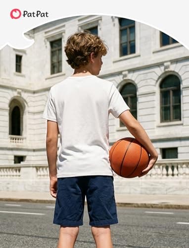 PATPAT Boys Short Sleeve Shirts Size 15-16 Years White Summer Crewneck T Shirt with Chest Pocket Casual Basic Tops Tees for Teen Boy - Thumbnail 4