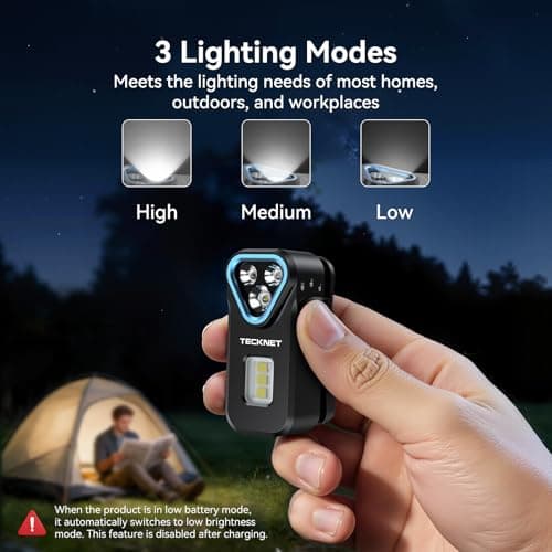 TECKNET EDC Flashlight Clip-on Light, Rechargeable Mini Pocket Flashlight - Thumbnail 5