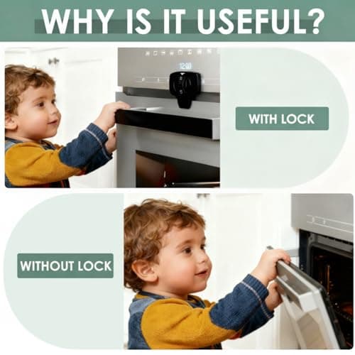 2-Pack Oven Lock Child Safety - Oven Baby Proofing Door Lock with Heat-Resistant Adhesive, No Drill - Safety Locks for Ovens/Stoves/Dishwashers to Keep Toddlers Pet Safe (Check Size for Fit) (Black) - Thumbnail 5
