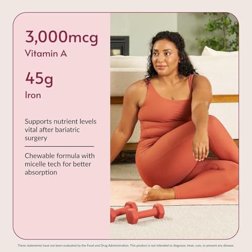 Bariatric Advantage Chewable Advanced Multi EA - High Potency Daily Multivitamin with Iron for Bariatric Surgery Patients - Mixed Fruit Flavor - 60 Count - Thumbnail 5