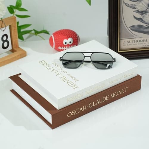 2 Pack Decorative Books Storage Boxes,Vintage Faux Books for Coffee Table,Bookshelf & Home Decor,Aesthetic Mini Book Set for Shelf Display & Keepsake Storage,Brown - Thumbnail 2