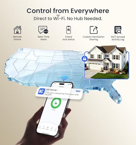 Veise VE029-E Wi-Fi Smart Lever Lock with Unkeyed Deadbolt Set, Fingerprint & APP Remote Control, Keyless Entry Door Lock for Front Door, Keypad Electronic Digital Knob, Double Locking, Matte Black - Thumbnail 4