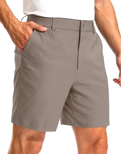 Pudolla Men's Golf Dress Shorts 7"/9" Stretch Casual Work Hybrid Shorts for Men with 3 Pockets Quick Dry Breathable(Carbon Dust 42W x 7L) - Image 1
