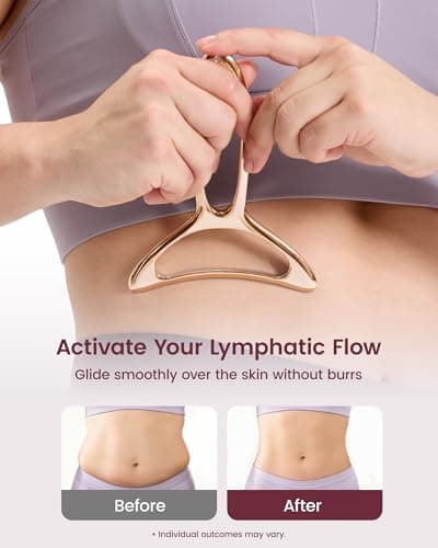 lifechill Lymphatic Drainage Massager & Anti Cellulite Massage Tools for Body Sculpting, Metal Gua Sha & Muscle Scraper Tool Pain Relief Deep Tissue, Gifts for Women, Gold (M) - Thumbnail 2